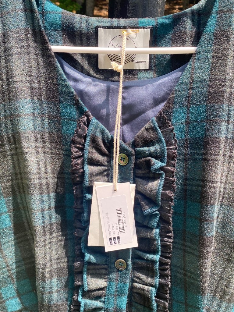 Nwt Linennaive Victoria 35 Teal Green Tartan Lace Wool Dress - Medium — image 6 of 8